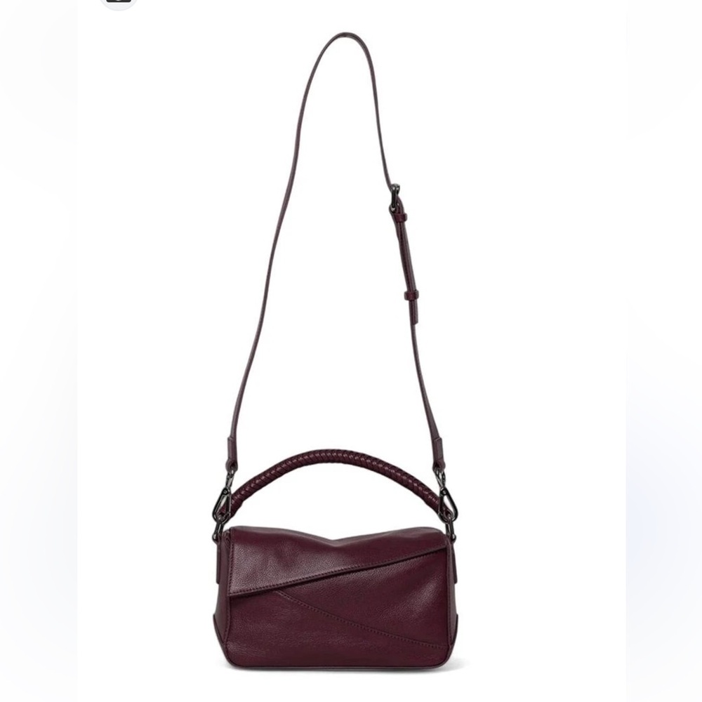 Walter Baker Deep Wine Pebble Leather Shoulder Bag